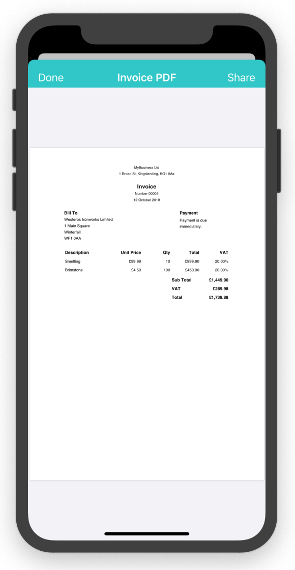 invoice pdf view