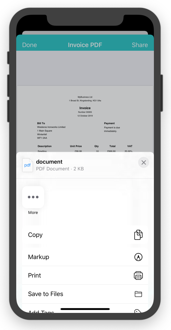 invoice share pdf view