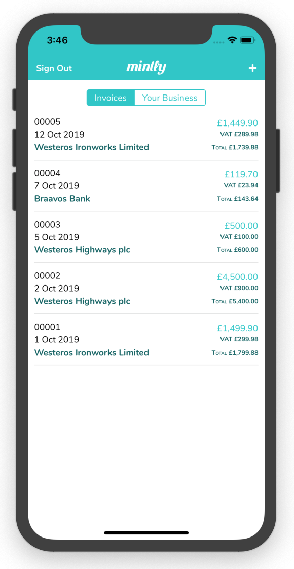 list invoices view